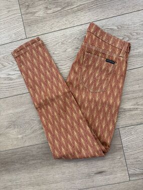 Hudson Jeans Rust and Gold Art Deco Print Pants